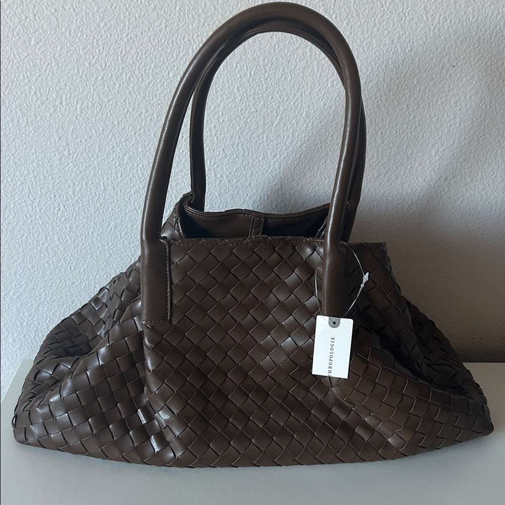 NWT ANTHROPOLOGIE Woven Faux-Leather Tote Bag - Picture 5 of 8